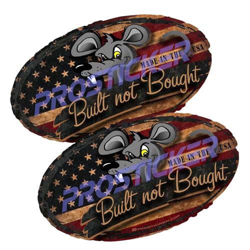 Built Not Bought Flag Rat Rod Decal (One) 2.5"x 4.25" 2 Pack ProSticker 723 2PK