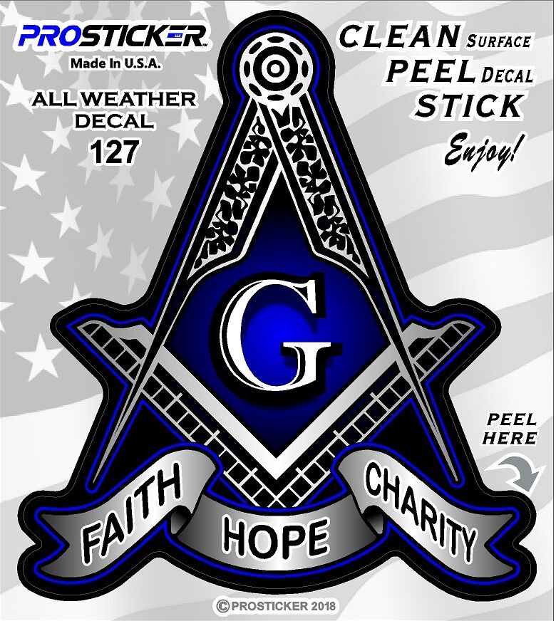 Masonic, Shriner, Lodge, Compass Square, Blue Lodge, Freemason, Weatherproof for Your car, truck, laptop, iPad, notebook, mailbox, window, locker, toolbox, etc. Made In the USA 4" ProSticker