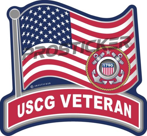 Coast Guard, Army, Navy, Air Force, Veteran, Vietnam,  USCG, Decal, USA, Flag, Military, Weatherproof for Your car, truck, laptop, iPad, notebook, mailbox, window, locker, toolbox, etc. Made In the USA ProSticker 4"