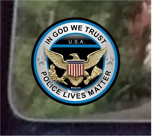 In God We Trust Law Enforcement Decal Sticker, Police, Blue line, Weatherproof for Your car, truck, laptop, iPad, notebook, mailbox, window, locker, toolbox, etc. Made In the USA ProSticker 308