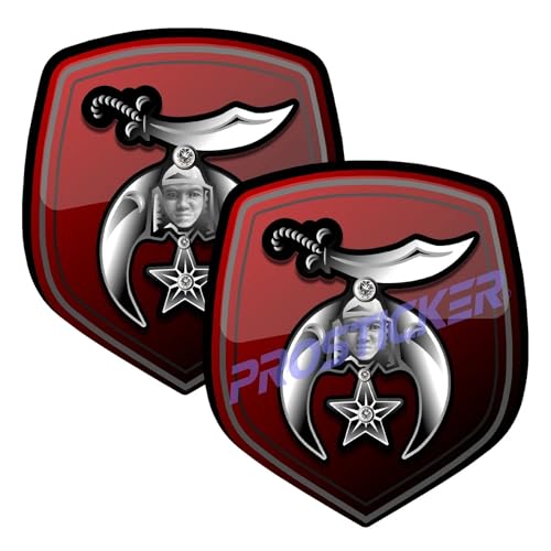 Freemason Masonic Shriner Shield Decal (One) 3" 2 Pack ProSticker 101 2PK