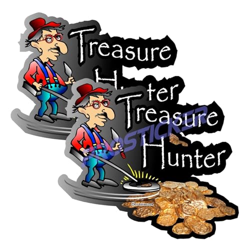 Funny Treasure Hunter Metal Detecting Decal (One) 3" 2 Pack ProSticker 505 2PK