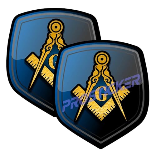 Blue Lodge Shield Freemason Masonic Decal (One) 3" 2 Pack ProSticker 106 2PK