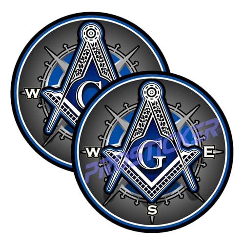 Freemason Masonic Compass Square Decal (One) 3" 2 Pack ProSticker 120 2PK