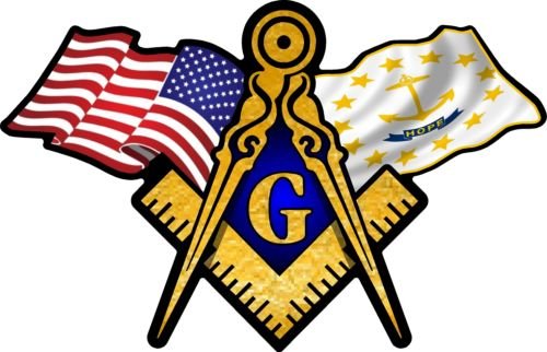 ProSticker 074 (One) 3" X 5" Masonic Series American & Rhode Island Flags Compass Square Decal Sticker