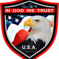ProSticker 211 (One) 4" Patriot Series in God We Trust, USA Thin Red Line Eagle Support Decal Sticker