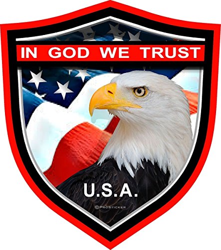 ProSticker 211 (One) 4" Patriot Series in God We Trust, USA Thin Red Line Eagle Support Decal Sticker