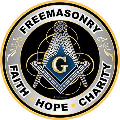 ProSticker 091V (One) Masonic Series Freemasonary, Faith, Hope, Charity Compass Decal Sticker