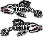 ProSticker 1500.2 (Two, A Right and a Left Facing) 2" X 5" Fishing Art Series Fish Skeleton Decals Sticker