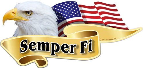 ProSticker 988 (One) 3" X 6" American Pride Series Semper Fi Bald Eagle Decal Sticker