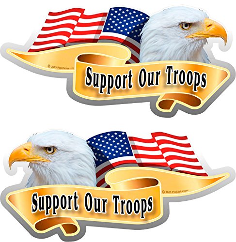 ProSticker 923M (One Pair) American Pride Series Mirrored Support Our Troops Eagle Decal Sticker