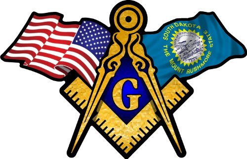 ProSticker 076 (One) 3" X 5" Masonic Series American & South Dakota Flags Compass Square Decal Sticker