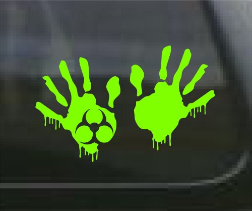 ProSticker 1265/1268 (Right Hand and Left Hand) 4" Zombie Series Green Blood Hand Decal Sticker
