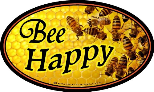 ProSticker 2141 (One) 3" X 5" Beekeeping Series Bee Happy Decal Sticker