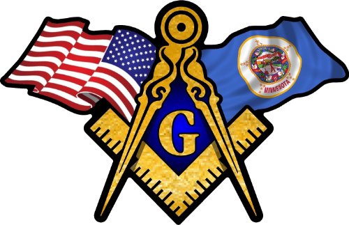 ProSticker 058 (One) 3" X 5" Masonic Series American & Minnesota Flags Compass Square Decal Sticker