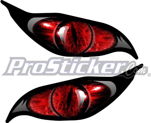 ProSticker 9007 (One Set) 2.25" X 5" Zombie Series Red Evil Eye Decal Sticker