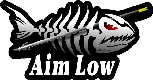 ProSticker 1513 (One) 3.5" X 7" Fishing Art Series Aim Low Skeleton Arrow Decals Sticker