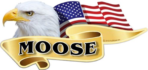 ProSticker 985 (One) 3" X 6" American Pride Series Moose Bald Eagle Decal Sticker
