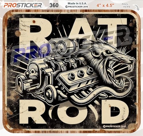 Rat Rod Decal – Vintage Feel Vinyl Sticker for Cars, Trucks, Motorcycles, Toolboxes, and More – Retro Hot Rod Style Sticker Prosticker 360