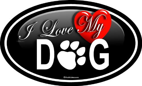 ProSticker 2205 (One) 3" X 5" Euro Oval Series I Love My Dog Decal Sticker