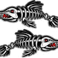ProSticker 1501 (Two, a Right and a Left Facing) 6" X 14" Fishing Art Series Fish Skeleton Decals Sticker