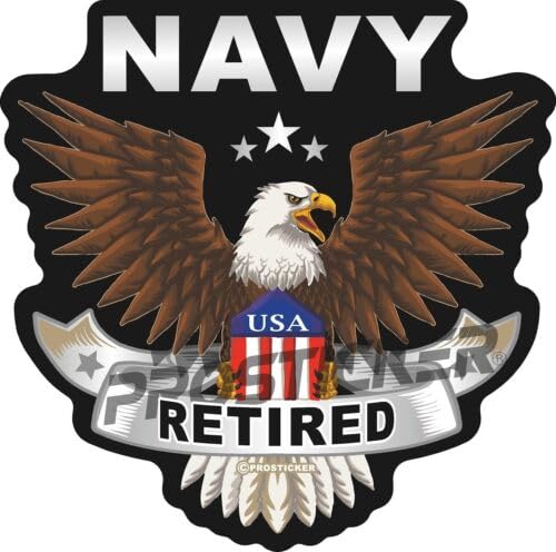 Navy Retired Decal USA Flag Eagle Military 6" ProSticker 252