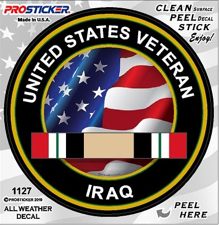 ProSticker 1127V (One) US Veteran Iraq Flag Decal Sticker