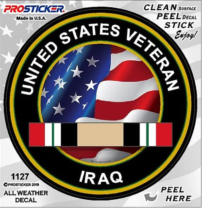 ProSticker 1127V (One) US Veteran Iraq Flag Decal Sticker