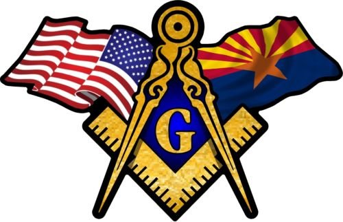 ProSticker 038 (One) 3" X 5" Masonic Series American & Arizona Flags Compass Square Decal Sticker