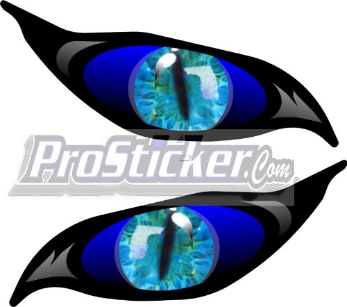 ProSticker 9001 (One Set) 3" X 7" Zombie Series Blue Evil Eye Decal Sticker