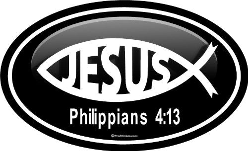 ProSticker 2214 (One) 3" X 5" Euro Oval Series Jesus Philippians 4:13" Decal Sticker