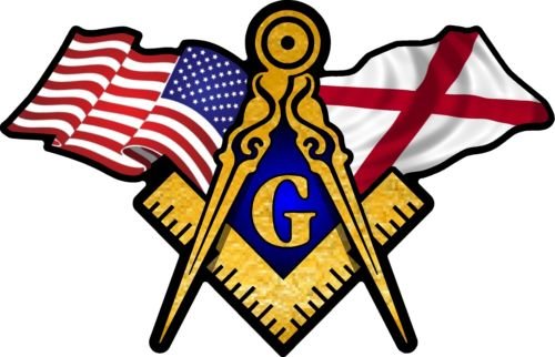 ProSticker 036 (One) 3" X 5" Masonic Series American & Alabama Flags Compass Square Decals Sticker