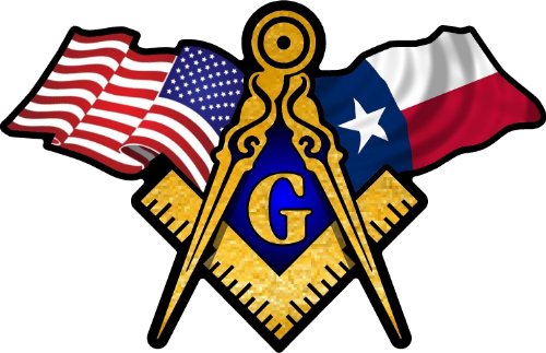 ProSticker 078 (One) 3" X 5" Masonic Series American & Texas Flags Compass Square Decal Sticker