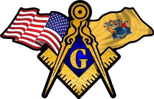 ProSticker 065 (One) 3" X 5" Masonic Series American & New Jersey Flags Compass Square Decal Sticker