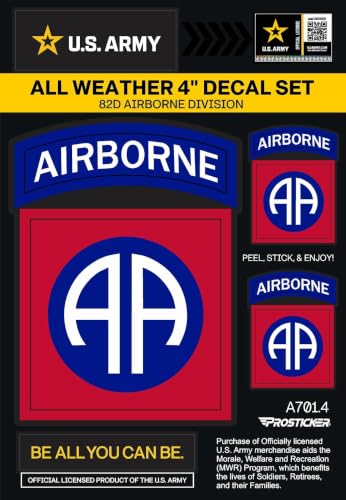 Officially Licensed U.S. Army 82nd Airborne Premium Vinyl Military Sticker for Vehicle Window Bumper Toolbox Laptop by ProSticker - A701