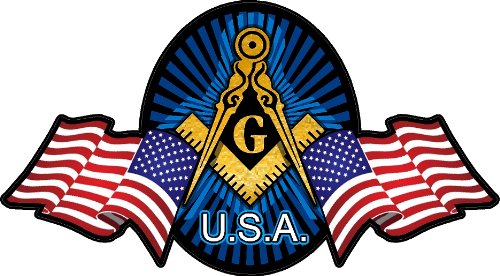 ProSticker 022 (One) 3" Masonic Series Compass Square American Flag Decals Sticker