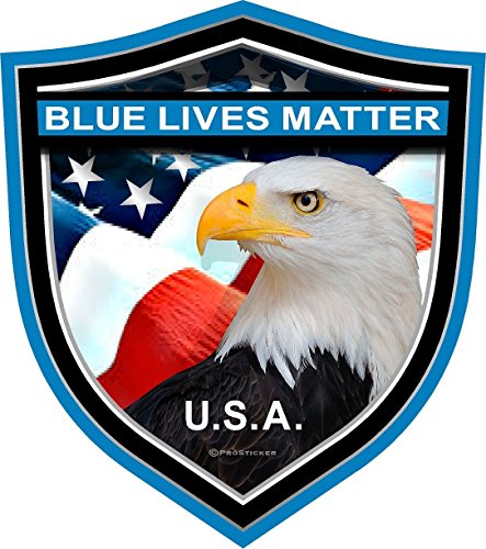 ProSticker 1102 (One) 4" Patriot Series Blue Lives Matter USA Eagle Shield Thin Blue Line Decal Sticker