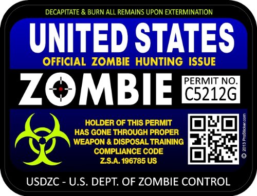 ProSticker 1202 (Two Pack) 3"x 4" Zombie Series United States Hunting License Permit Decal Sticker