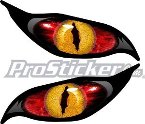 ProSticker 9005 (One Set) 2.25" X 5" Zombie Series Red/Yellow Evil Eye Decal Sticker