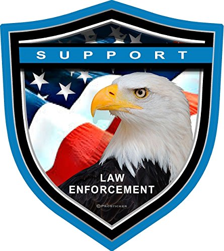 ProSticker 1099 (One) 4" Patriot Series Support Law Enforcement Eagle Shield Thin Blue Line Decal Sticker