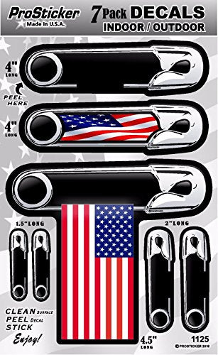ProSticker 1125 (One) 7 Pack Sheet, American Pride Series Safety Pin Solidarity Decal Sticker