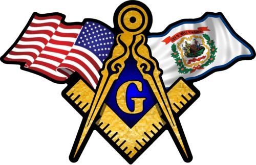ProSticker 083 (One) 3" X 5" Masonic Series American & West Virginia Flag Compass Square Decal Sticker