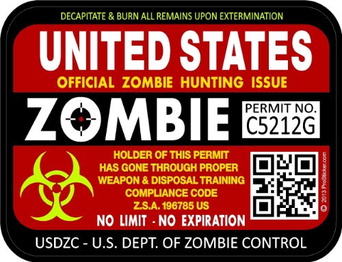 ProSticker 1201 (Two Pack) 3"x 4" Zombie Series United States Hunting License Permit Decal Sticker