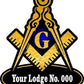 ProSticker 018-24 (Twenty Four) 4" Masonic Series Custom Lodge name, City and State Compass Square Decal Sticker