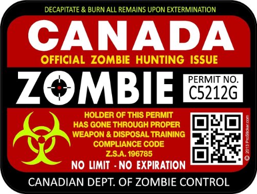 ProSticker 1208 (Two Pack) 3"x 4" Zombie Series Canada Hunting License Permit Decal Sticker