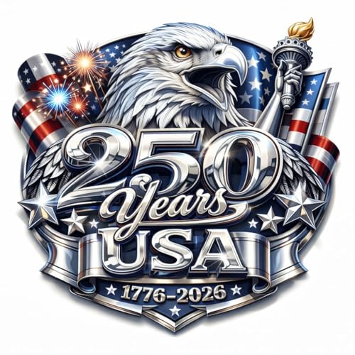 Celebrate USA’s 250th Anniversary Silver and Color Decal - Premium Vinyl Sticker for Windows, Bumpers, Vehicles, Motorcycles, Glass, Laptops - Made in USA by ProSticker Model 2027