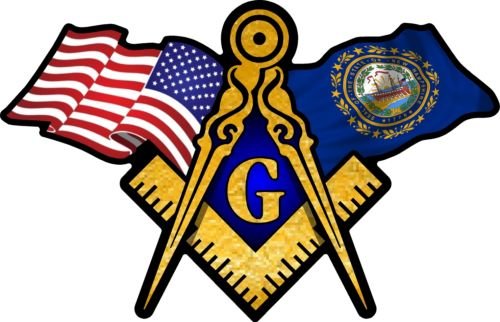 ProSticker 064 (One) 3" X 5" Masonic Series American & New Hampshire Flag Compass Square Decal Sticker