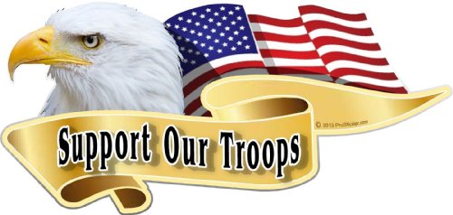 ProSticker 923 (One) 3" X 6" American Pride Series Support Our Troops Bald Eagle Decal Sticker