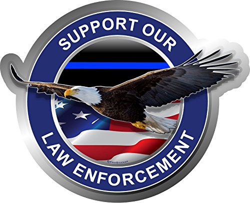 ProSticker 1094 (One) 4" Patriot Series Support Our Law Enforcement Eagle Thin Blue Line Decal Sticker
