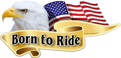 ProSticker 949 (One) 3" X 6" American Pride Series Born to Ride Bald Eagle Decal Sticker